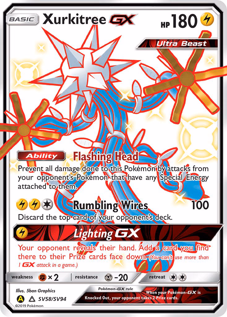 Xurkitree-GX Pokemon card (SV58/SV94, Hidden Fates Shiny Vault)