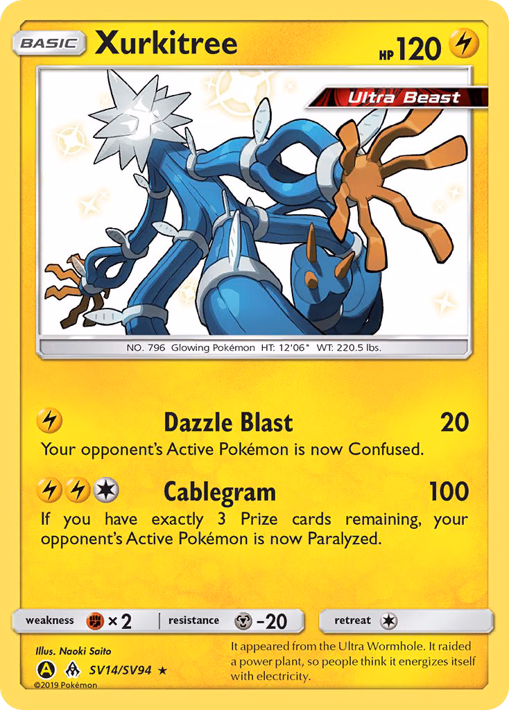 Xurkitree Pokemon card (SV14/SV94, Hidden Fates Shiny Vault)