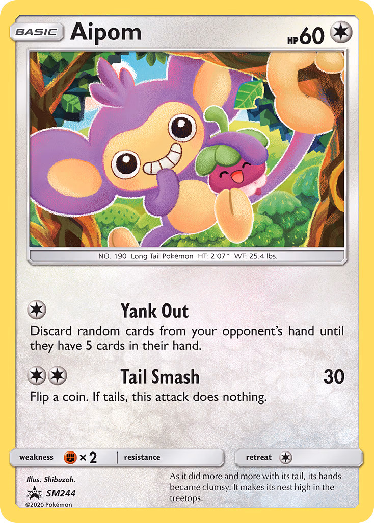 Aipom Pokemon card (SM244, SM Black Star Promos)
