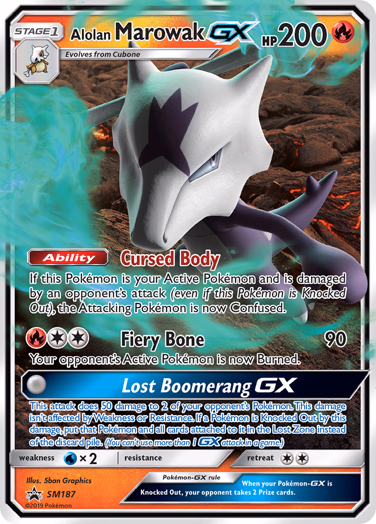 Alolan Marowak-GX Pokemon card (SM187, SM Black Star Promos)