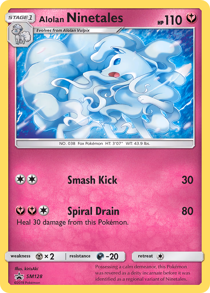Alolan Ninetales Pokemon card (SM128, SM Black Star Promos)