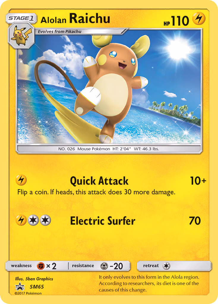 Alolan Raichu Pokemon card (SM65, SM Black Star Promos)