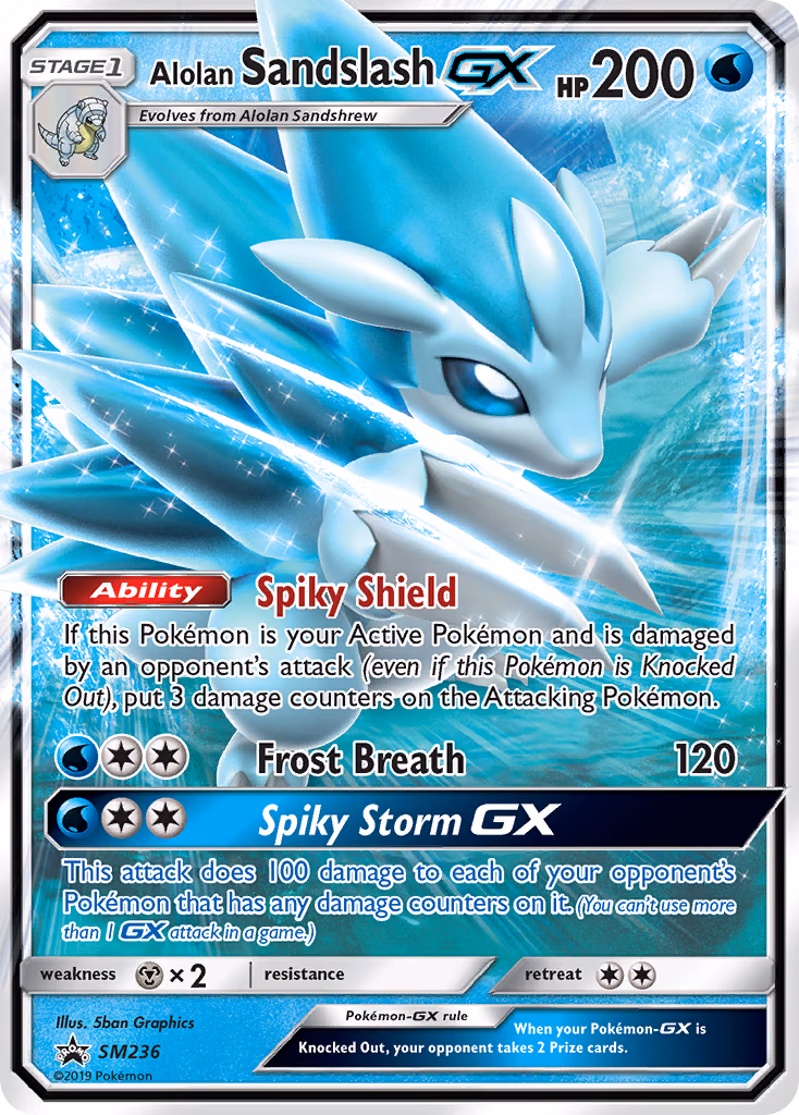 Alolan Sandslash-GX Pokemon card (SM236, SM Black Star Promos)
