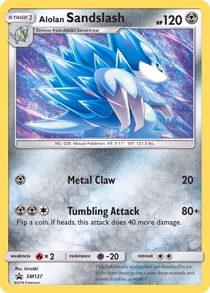 Alolan Sandslash Pokemon card (SM127, SM Black Star Promos)