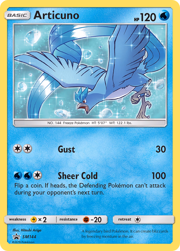 Articuno Pokemon card (SM144, SM Black Star Promos)