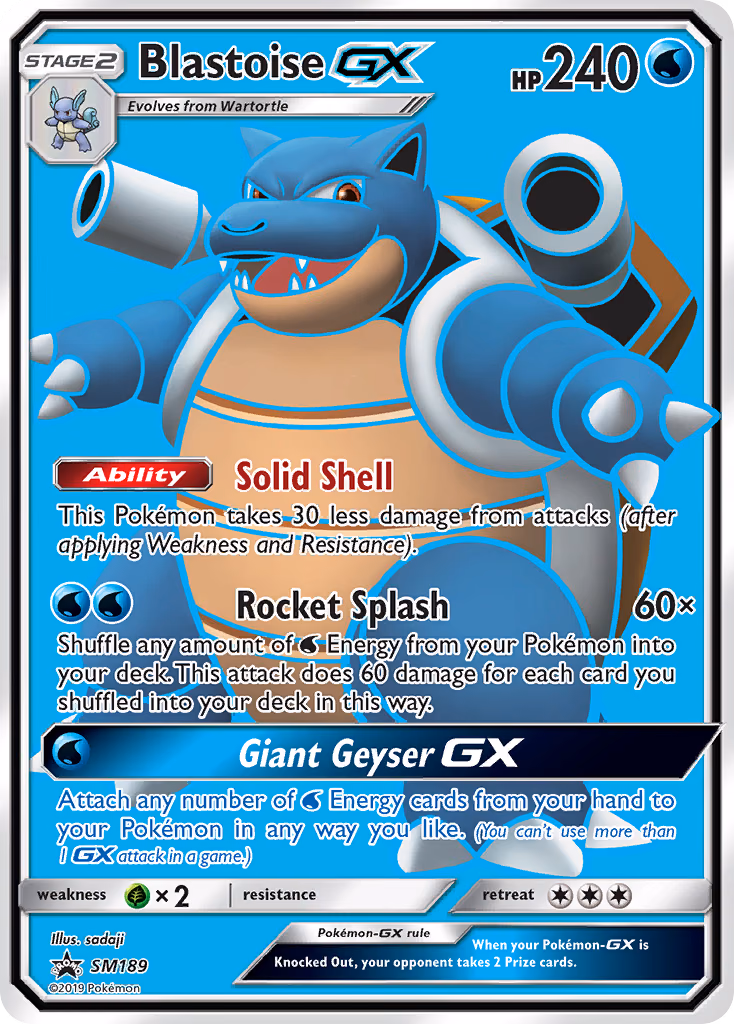 Blastoise-GX Pokemon card (SM189, SM Black Star Promos)