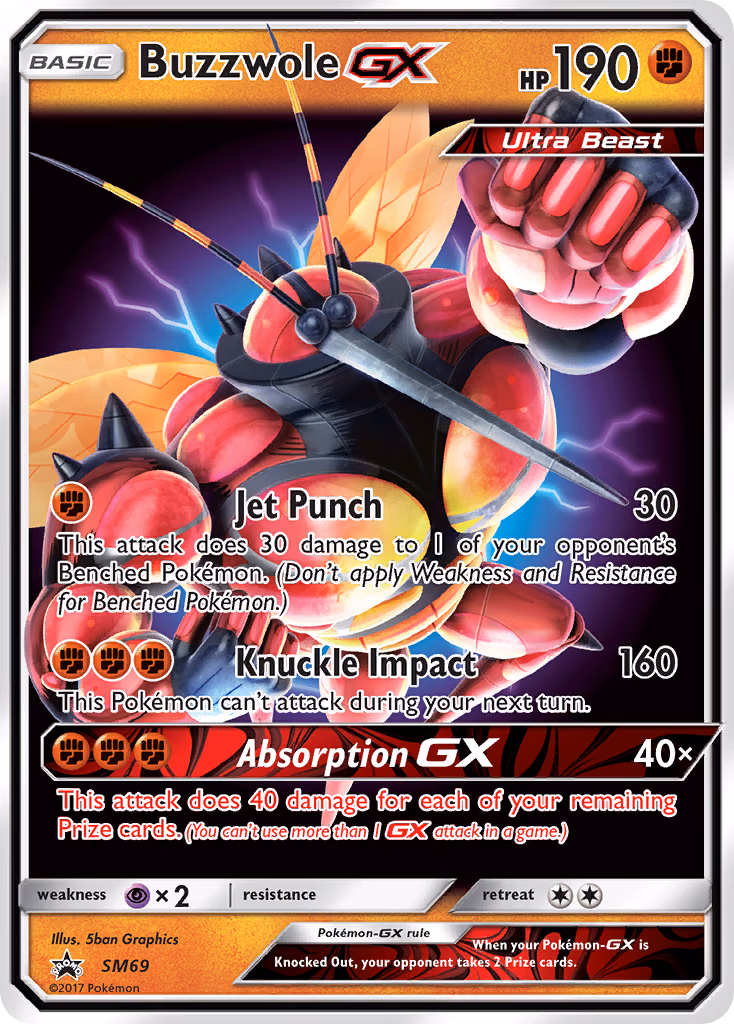Buzzwole-GX Pokemon card (SM69, SM Black Star Promos)