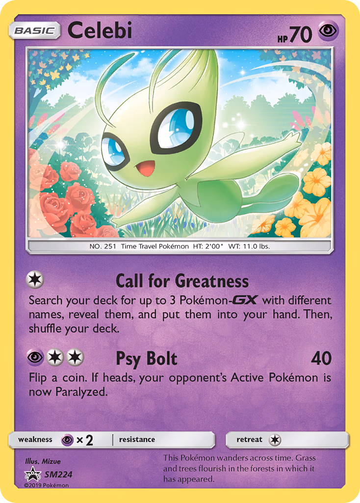 Celebi Pokemon card (SM224, SM Black Star Promos)