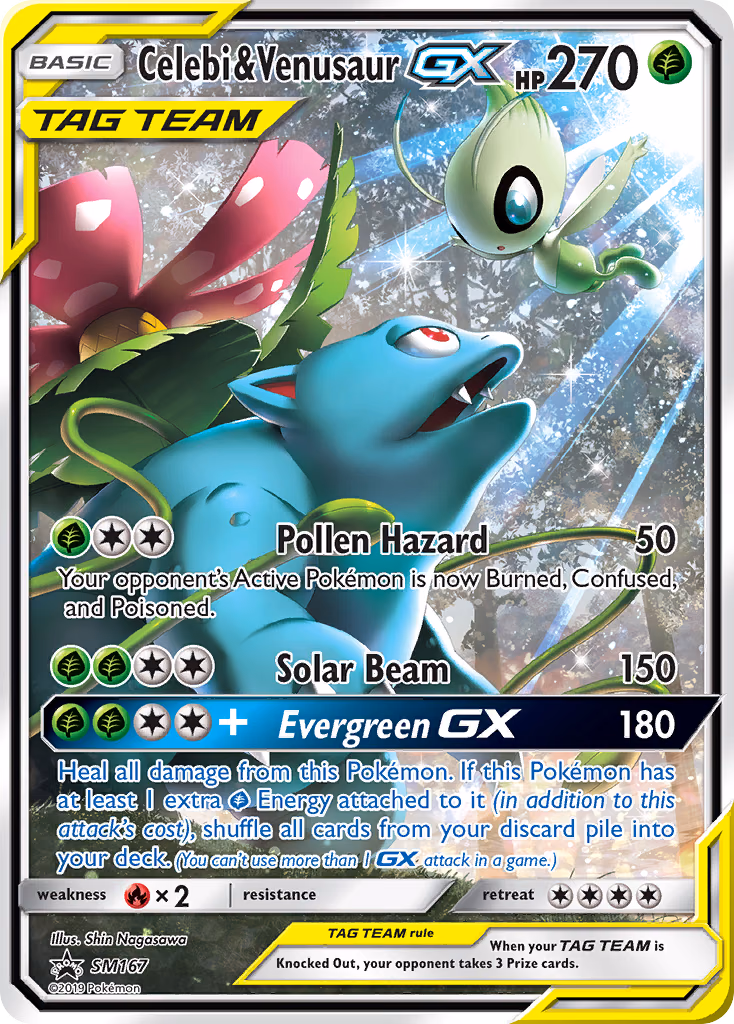 Celebi & Venusaur-GX Pokemon card (SM167, SM Black Star Promos)