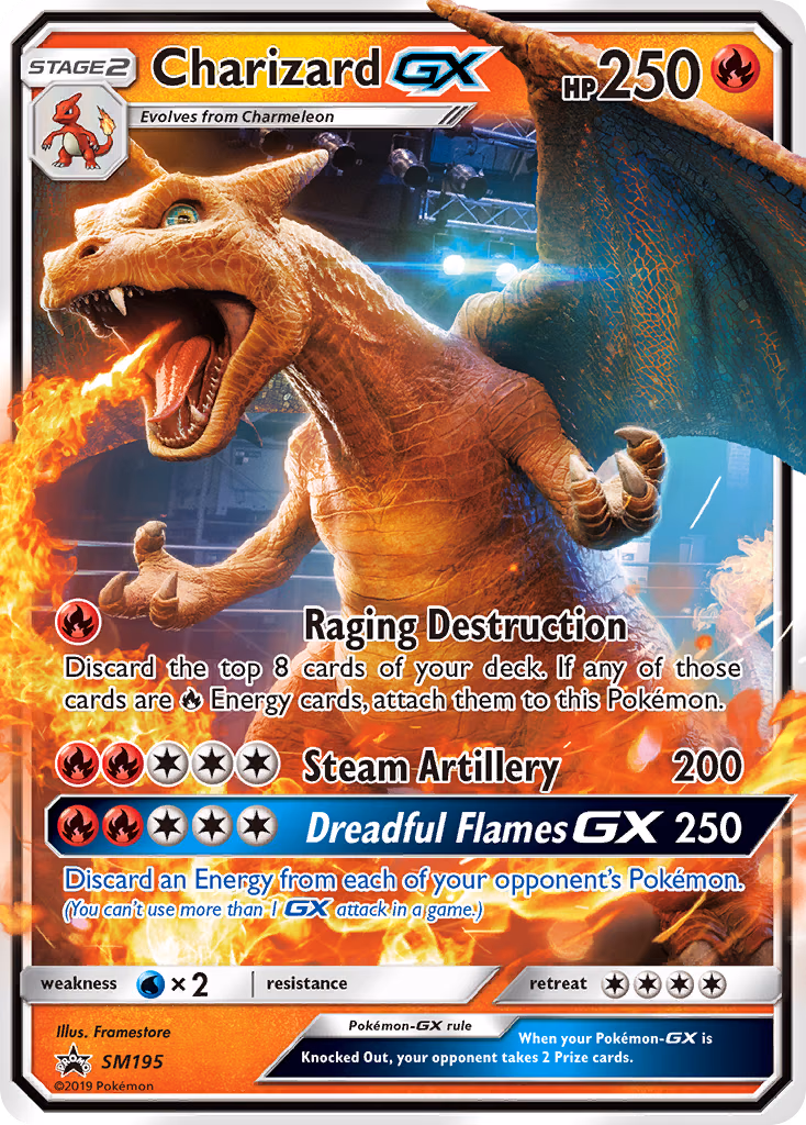 Charizard-GX Pokemon card (SM195, SM Black Star Promos)