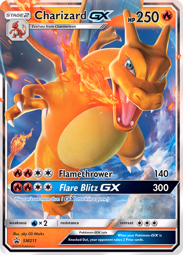 Charizard-GX Pokemon card (SM211, SM Black Star Promos)