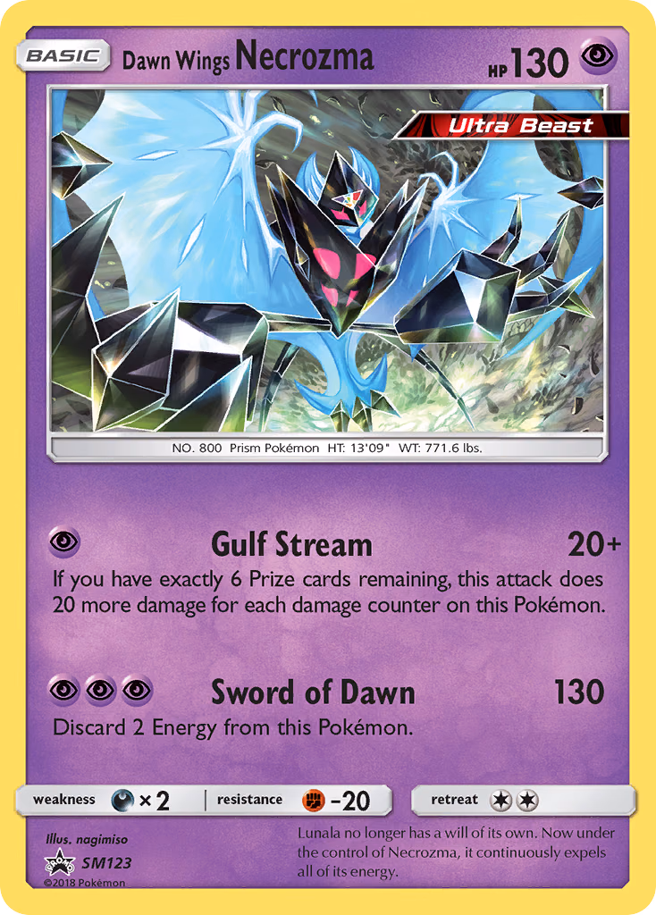 Dawn Wings Necrozma Pokemon card (SM123, SM Black Star Promos)