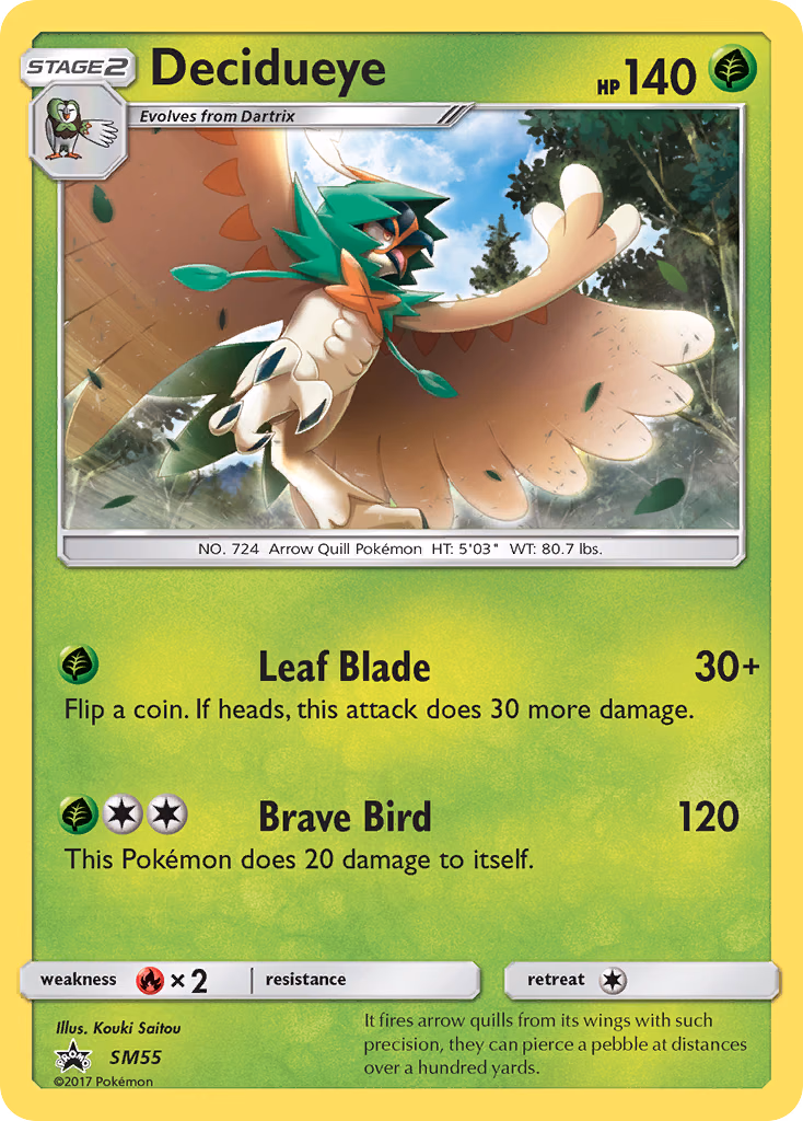 Decidueye Pokemon card (SM55, SM Black Star Promos)
