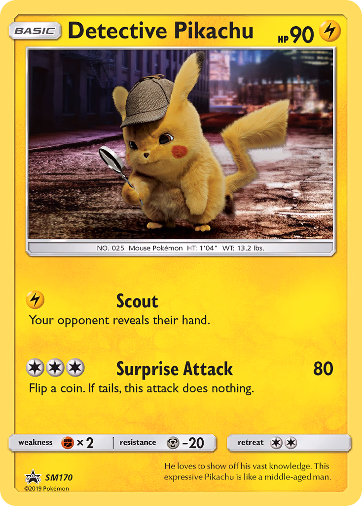 Detective Pikachu Pokemon card (SM170, SM Black Star Promos)