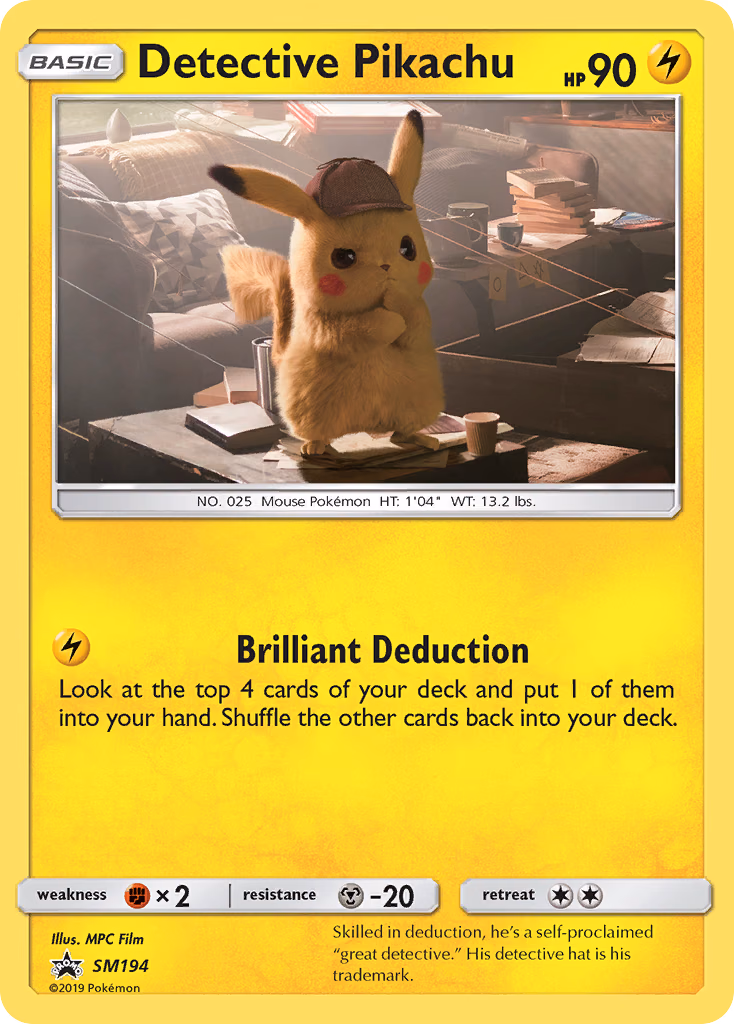 Detective Pikachu Pokemon card (SM194, SM Black Star Promos)