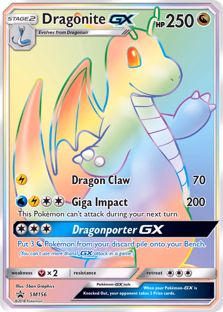 Dragonite-GX Pokemon card (SM156, SM Black Star Promos)