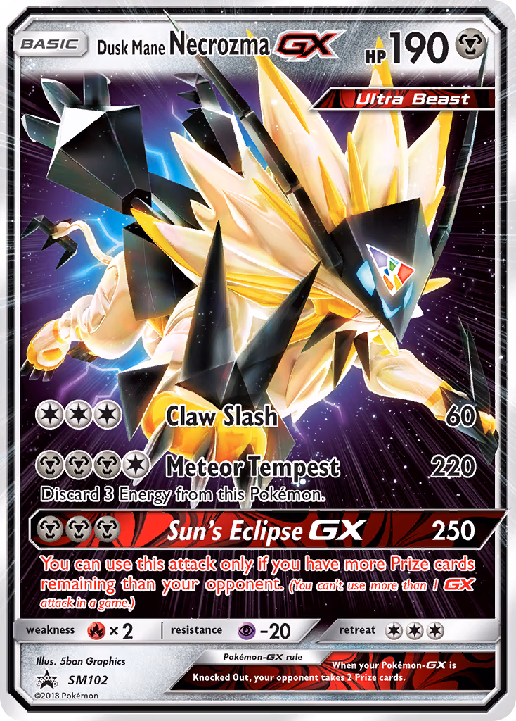 Dusk Mane Necrozma-GX Pokemon card (SM102, SM Black Star Promos)