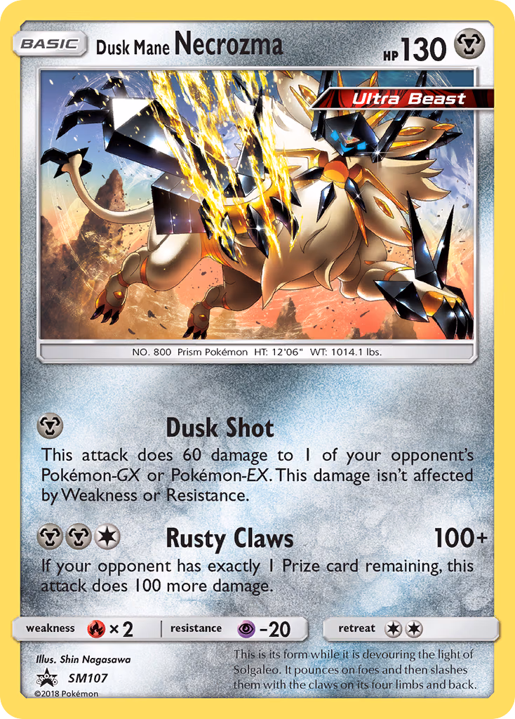 Dusk Mane Necrozma Pokemon card (SM107, SM Black Star Promos)