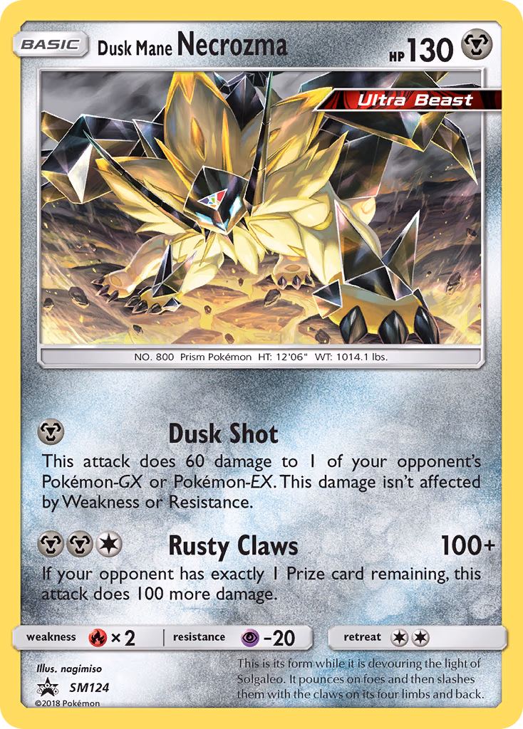 Dusk Mane Necrozma Pokemon card (SM124, SM Black Star Promos)