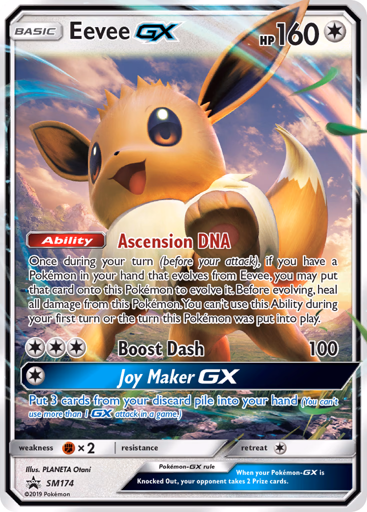 Eevee-GX Pokemon card (SM174, SM Black Star Promos)