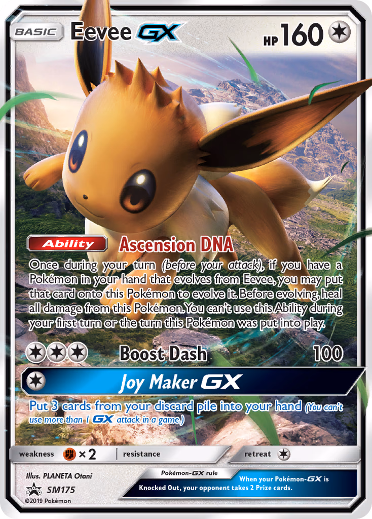 Eevee-GX Pokemon card (SM175, SM Black Star Promos)