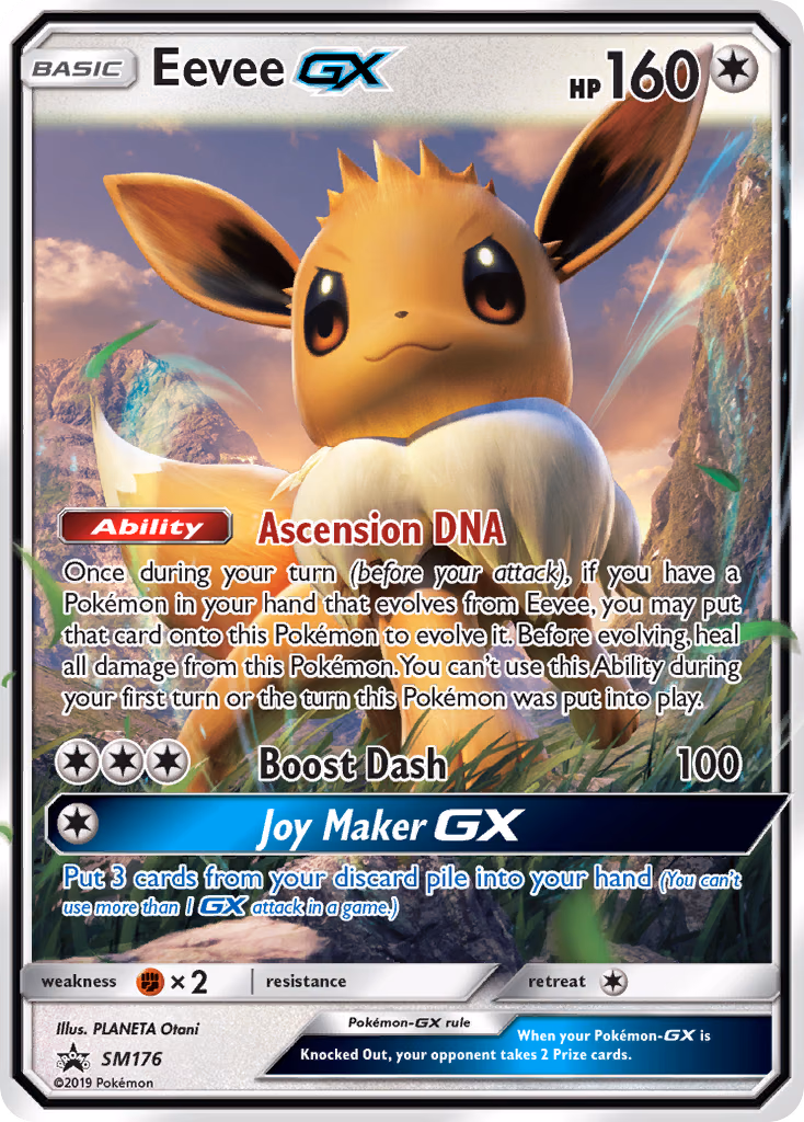 Eevee-GX Pokemon card (SM176, SM Black Star Promos)