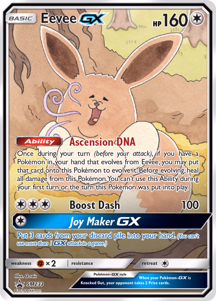Eevee-GX Pokemon card (SM233, SM Black Star Promos)