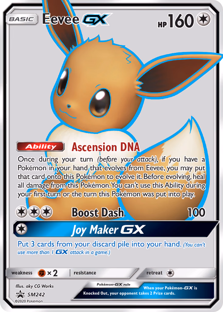 Eevee-GX Pokemon card (SM242, SM Black Star Promos)