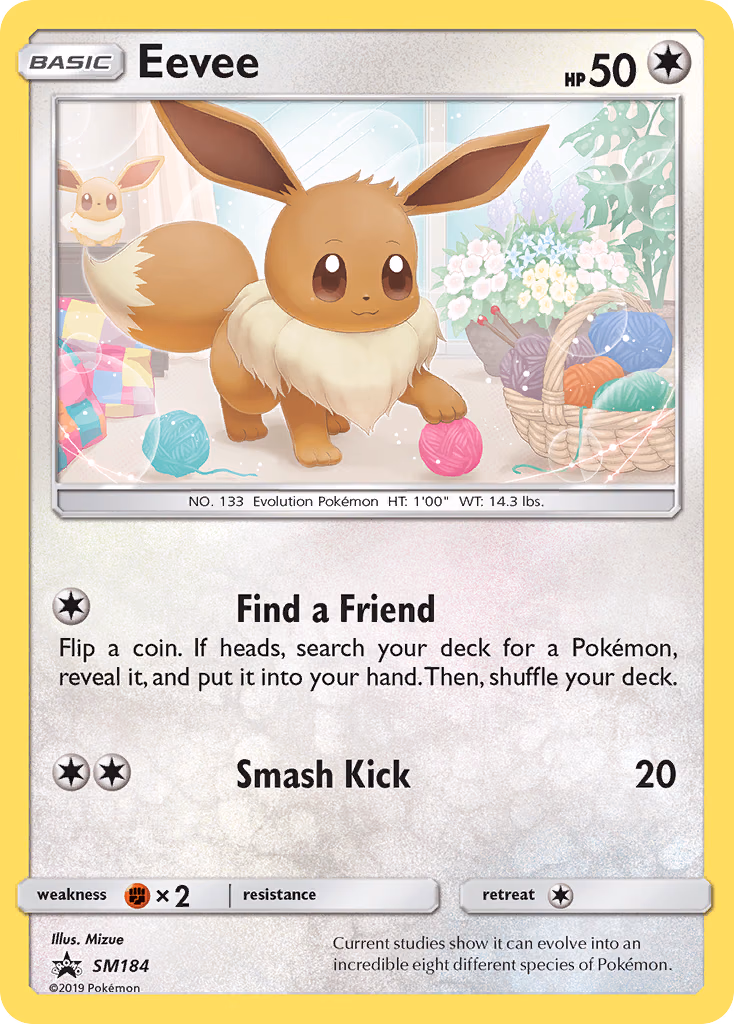 Eevee Pokemon card (SM184, SM Black Star Promos)
