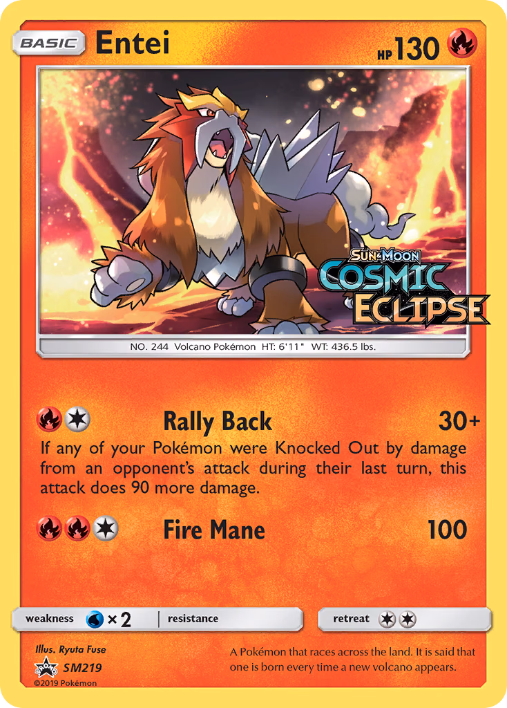 Entei Pokemon card (SM219, SM Black Star Promos)
