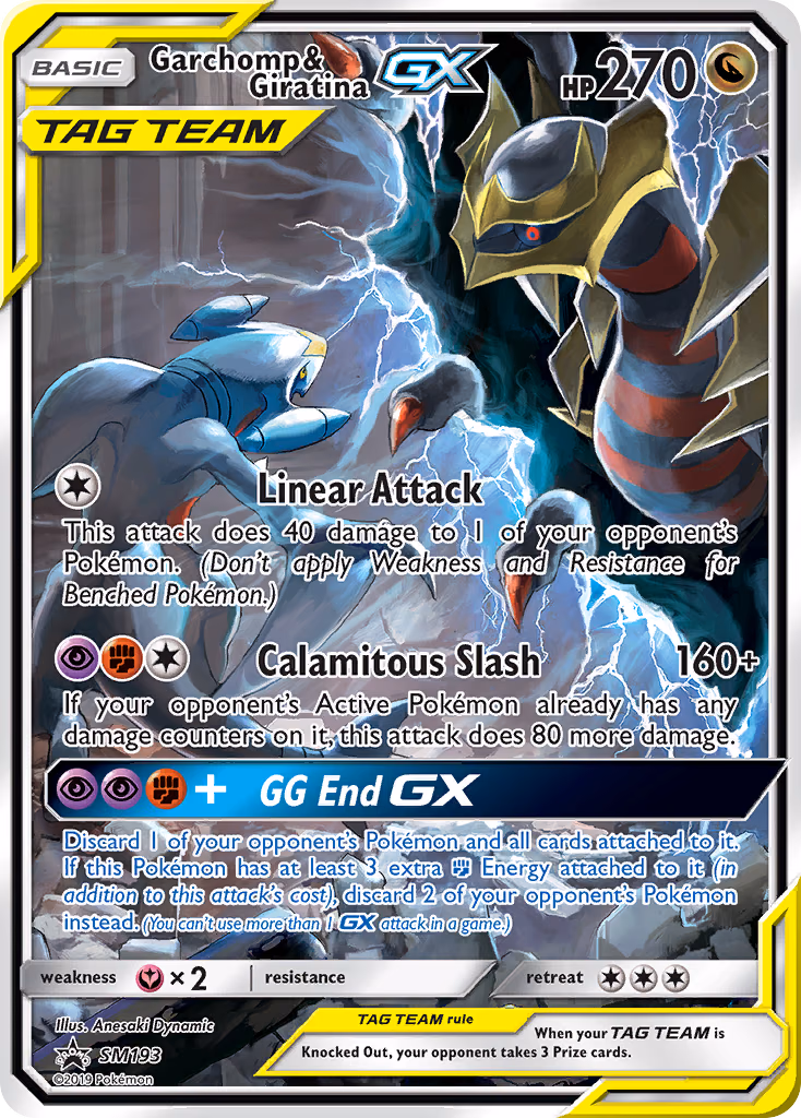 Garchomp & Giratina-GX Pokemon card (SM193, SM Black Star Promos)