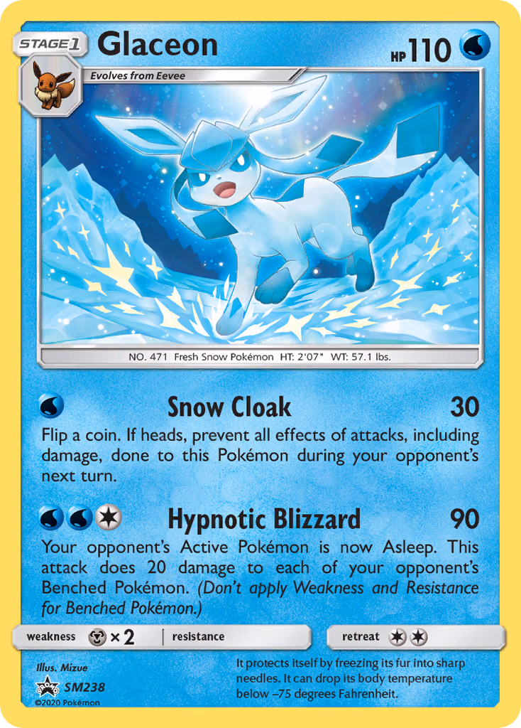 Glaceon Pokemon card (SM238, SM Black Star Promos)