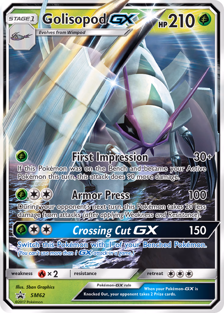 Golisopod-GX Pokemon card (SM62, SM Black Star Promos)