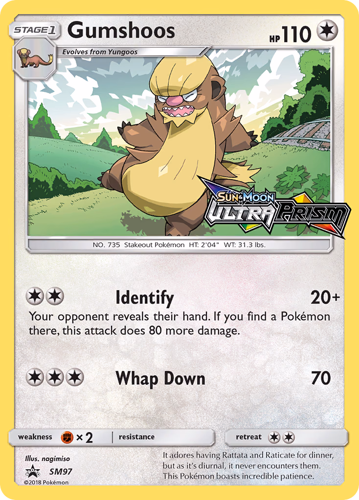 Gumshoos Pokemon card (SM97, SM Black Star Promos)