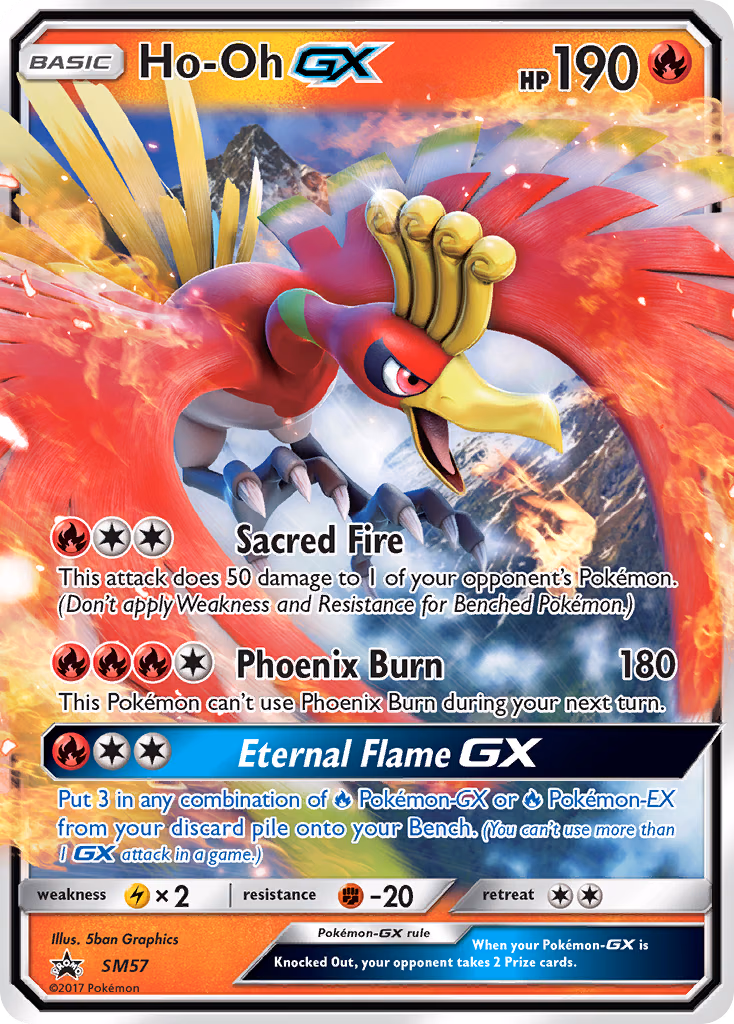 Ho-Oh-GX Pokemon card (SM57, SM Black Star Promos)