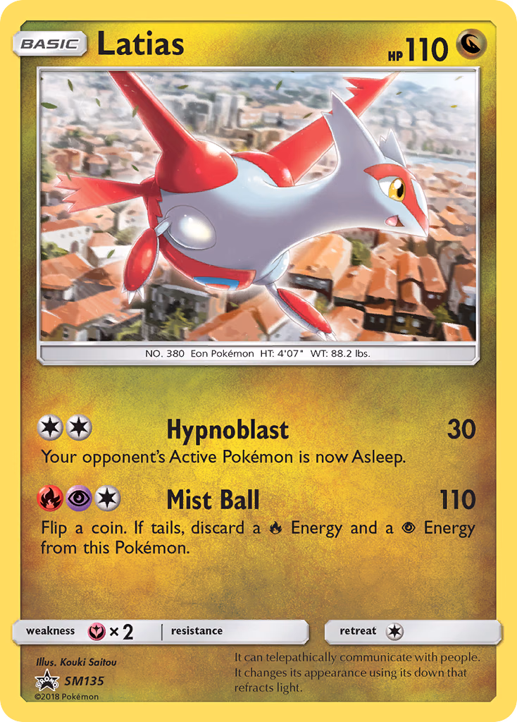 Latias Pokemon card (SM135, SM Black Star Promos)