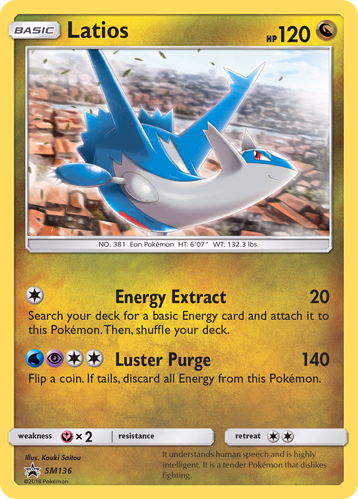 Latios Pokemon card (SM136, SM Black Star Promos)