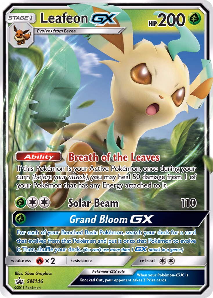 Leafeon-GX Pokemon card (SM146, SM Black Star Promos)