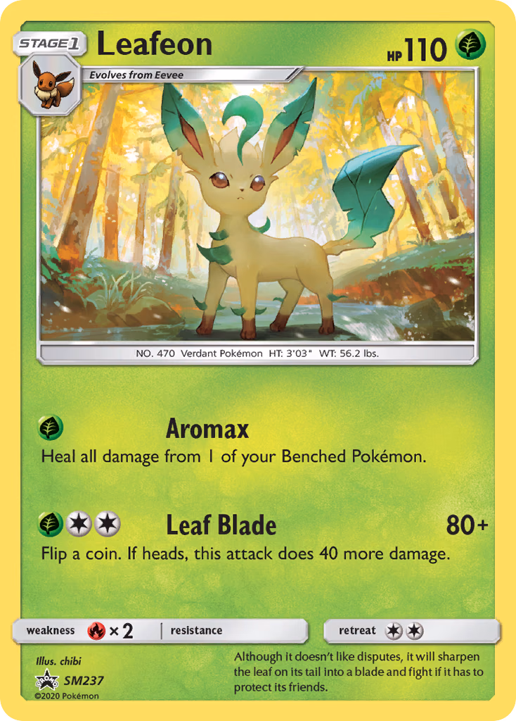 Leafeon Pokemon card (SM237, SM Black Star Promos)