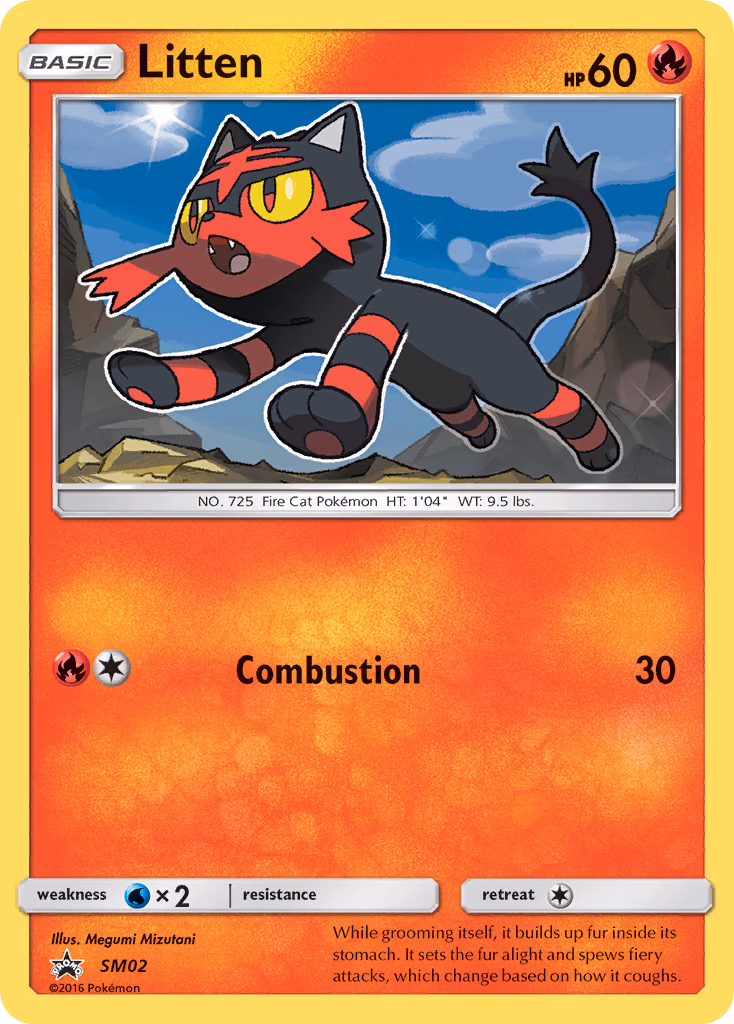 Litten Pokemon card (SM02, SM Black Star Promos)