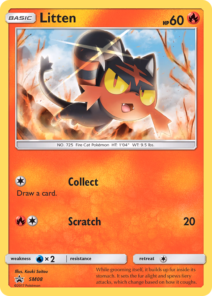 Litten Pokemon card (SM08, SM Black Star Promos)