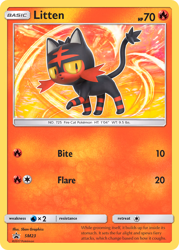 Litten Pokemon card (SM23, SM Black Star Promos)