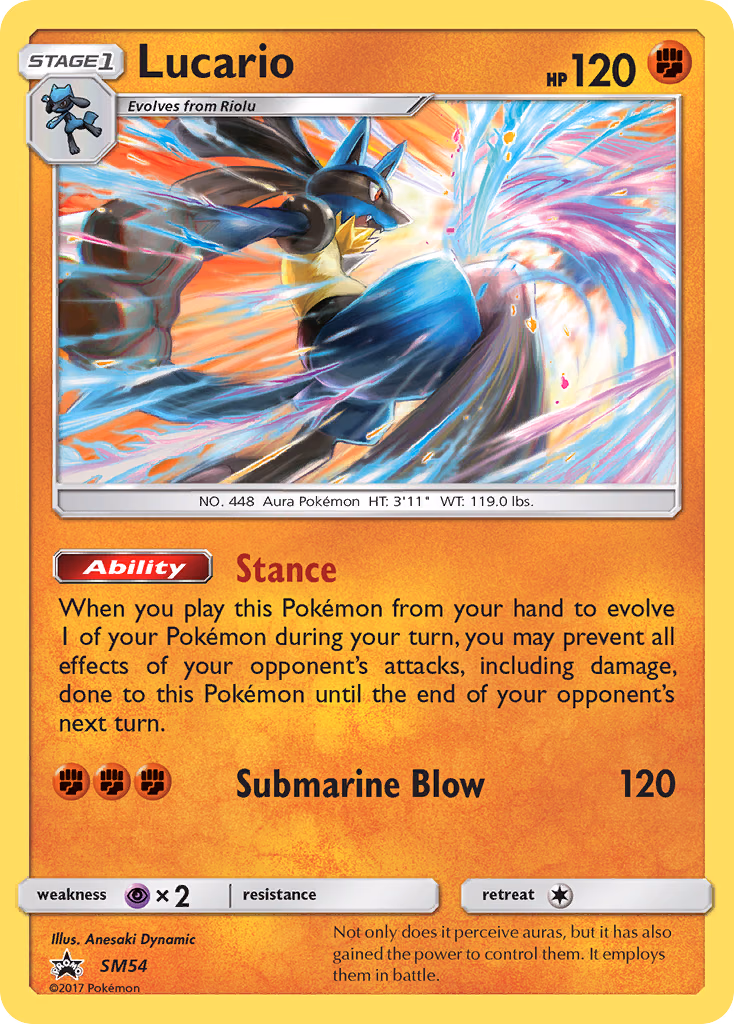 Lucario Pokemon card (SM54, SM Black Star Promos)