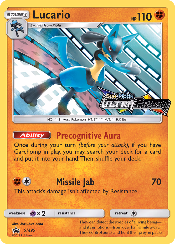 Lucario Pokemon card (SM95, SM Black Star Promos)