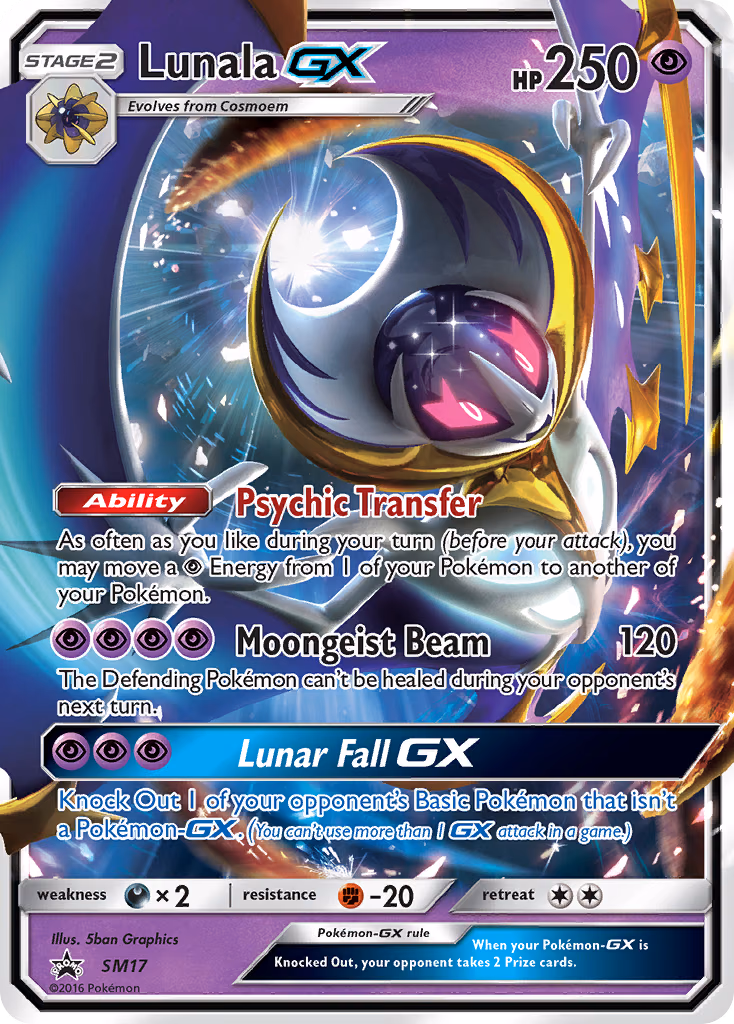Lunala-GX Pokemon card (SM17, SM Black Star Promos)