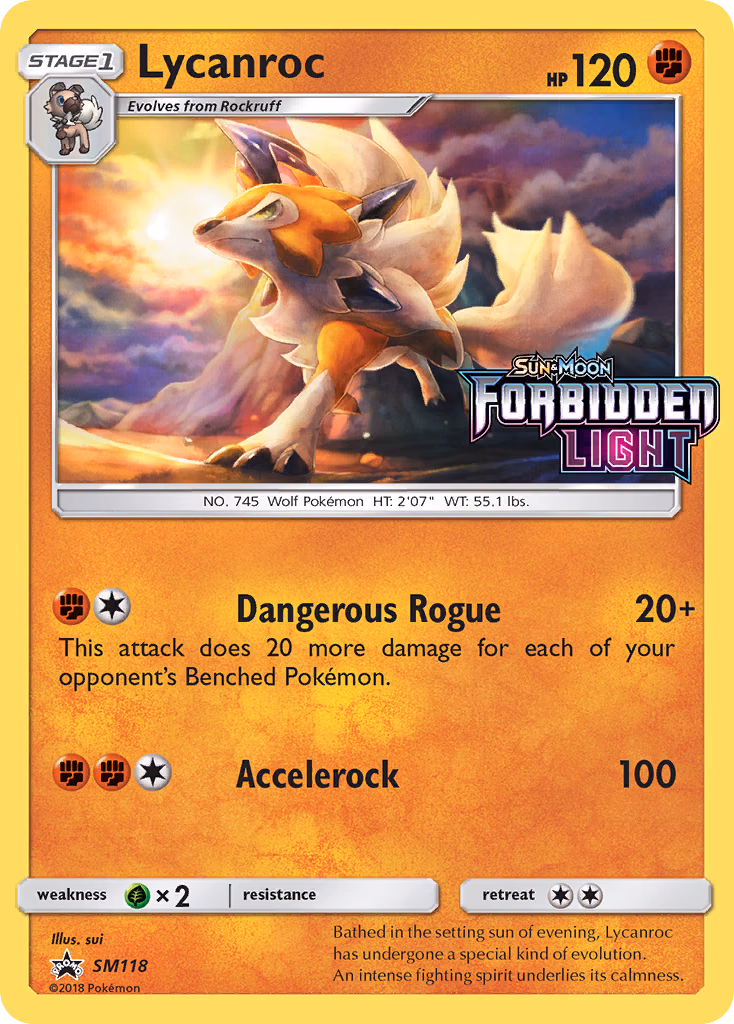 Lycanroc Pokemon card (SM118, SM Black Star Promos)