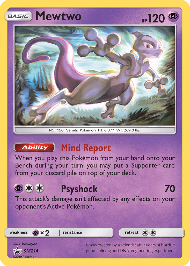 Mewtwo Pokemon card (SM214, SM Black Star Promos)