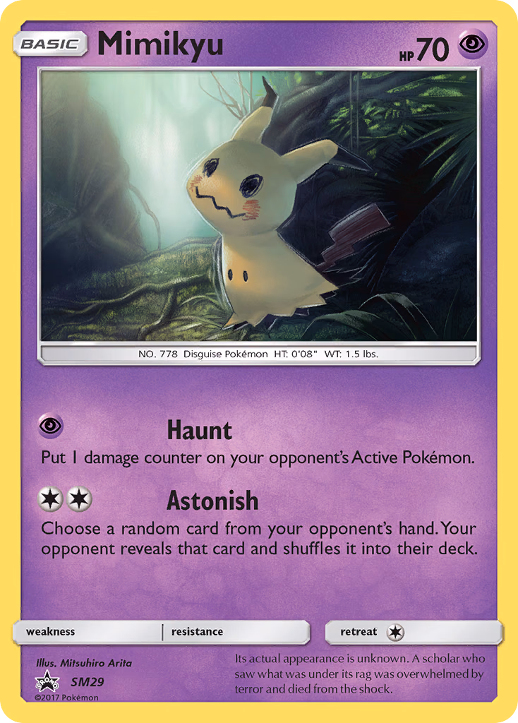 Mimikyu Pokemon card (SM29, SM Black Star Promos)