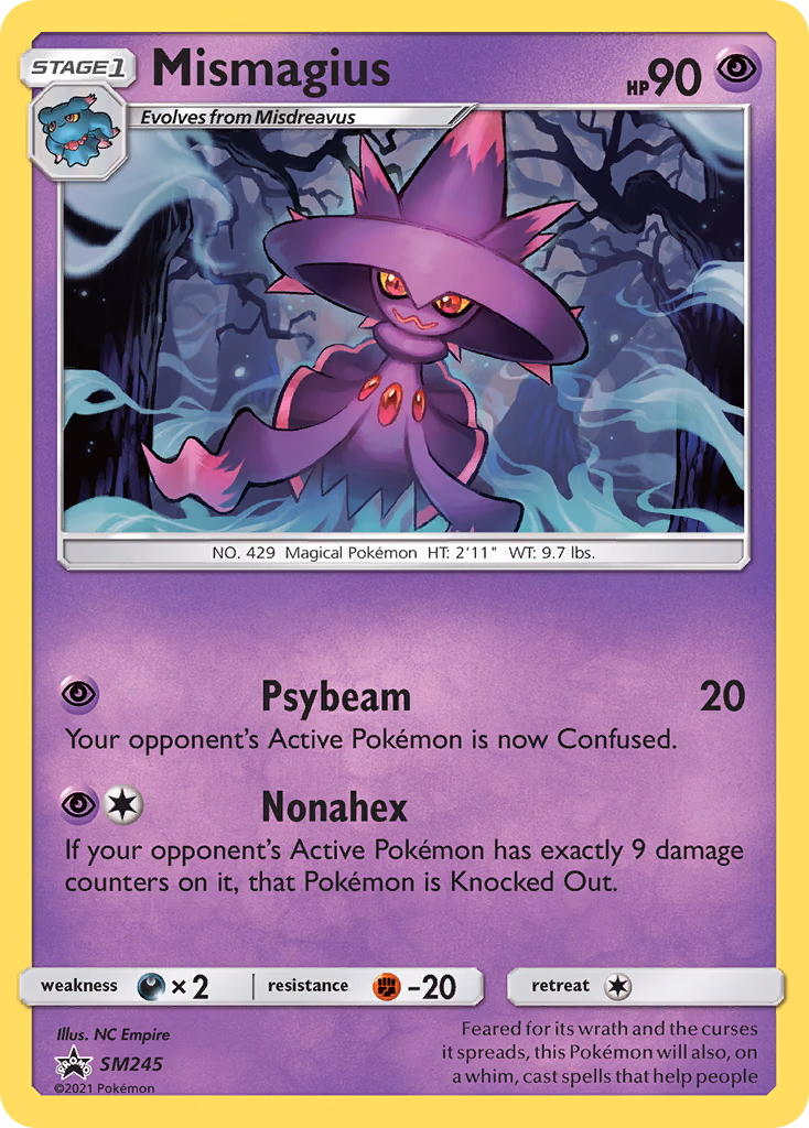 Mismagius Pokemon card (SM245, SM Black Star Promos)