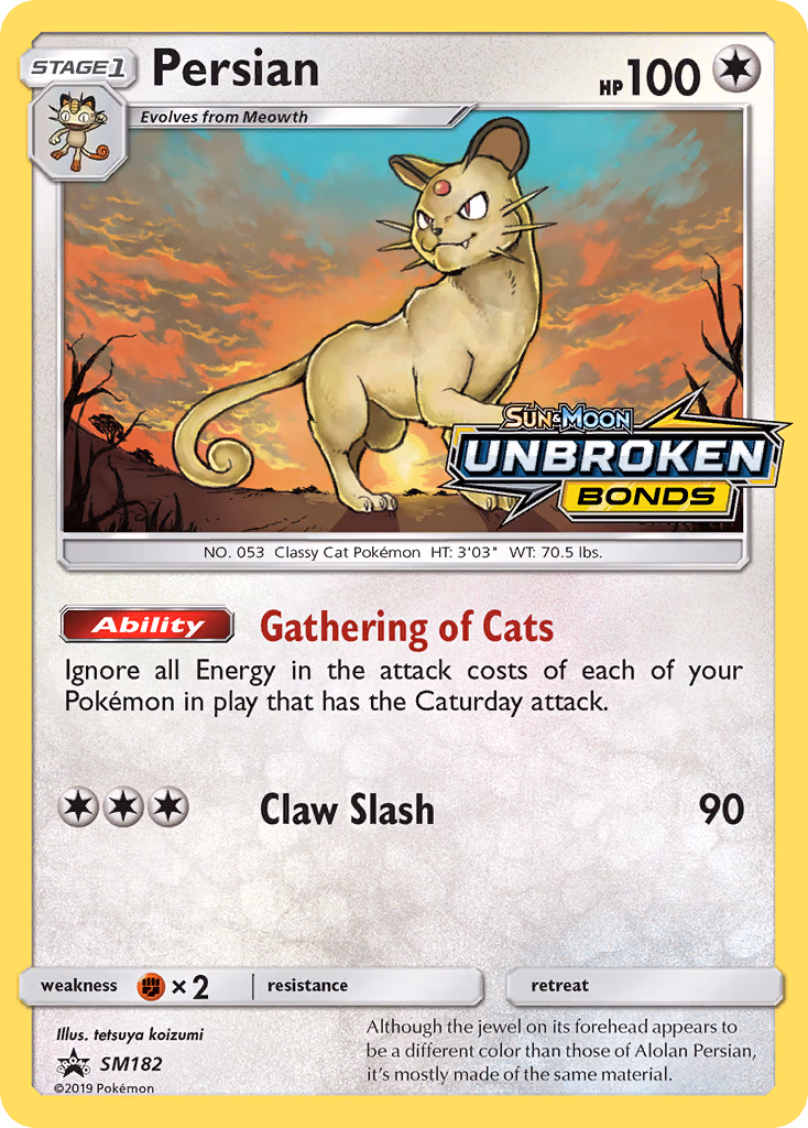 Persian Pokemon card (SM182, SM Black Star Promos)
